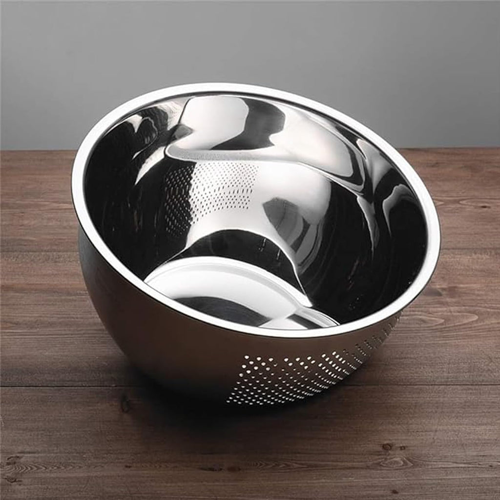 Stainless Steel Rice Washing Bowl with Strainer | Multipurpose Fruit, Vegetable, Pasta & Rice Washing Colander | Kitchen Drain Basket.  Stainless Steel Rice Washing Bowl with Strainer