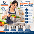 Stainless Steel Rice Washing Bowl with Strainer | Multipurpose Fruit, Vegetable, Pasta & Rice Washing Colander | Kitchen Drain Basket.  Stainless Steel Rice Washing Bowl with Strainer